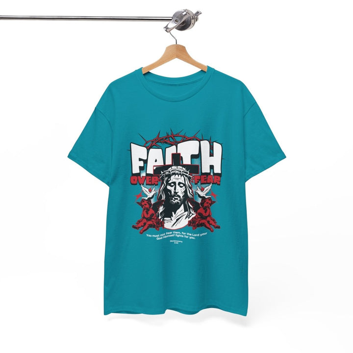 Faith Over Fear Unisex Heavy Cotton Tee - Embrace Courage & Comfort - Antique Cherry Red - S - Faith Over Fear Unisex Heavy Cotton Tee - Embrace Courage & Comfort - Tatoo Tee