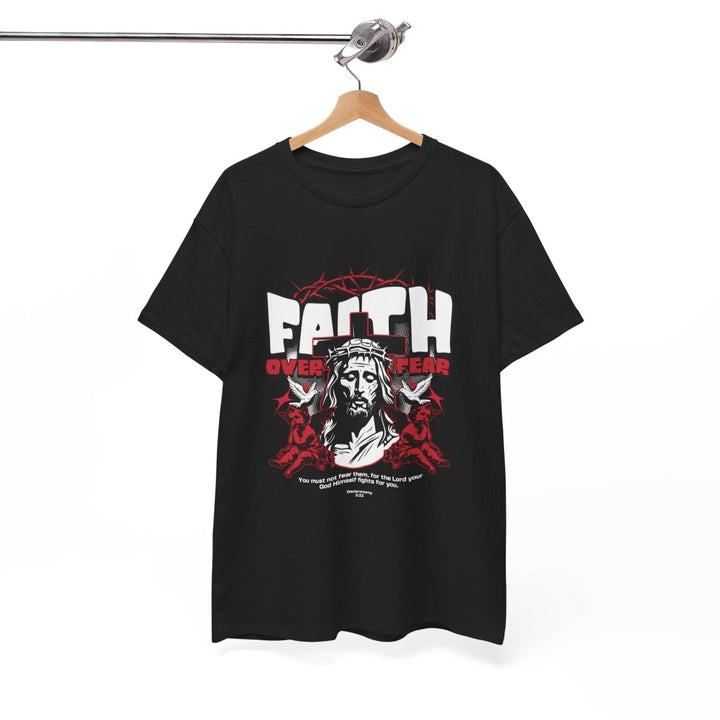 Faith Over Fear Unisex Heavy Cotton Tee - Embrace Courage & Comfort - Antique Cherry Red - S - Faith Over Fear Unisex Heavy Cotton Tee - Embrace Courage & Comfort - Tatoo Tee