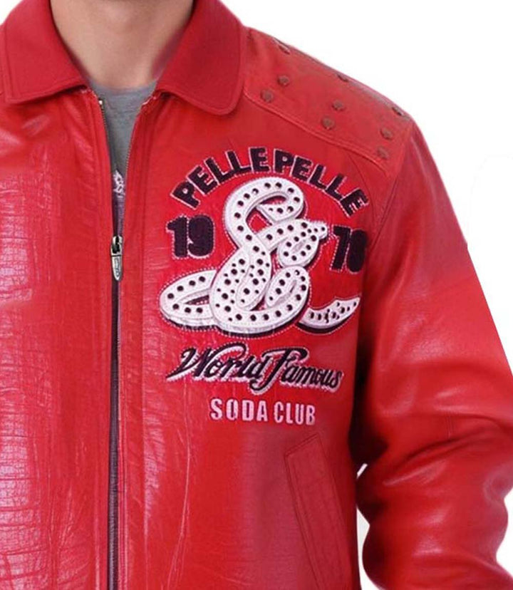 Famous 1978 Red Leather Jacket - XXS - Famous 1978 Red Leather Jacket - Tatoo Tee