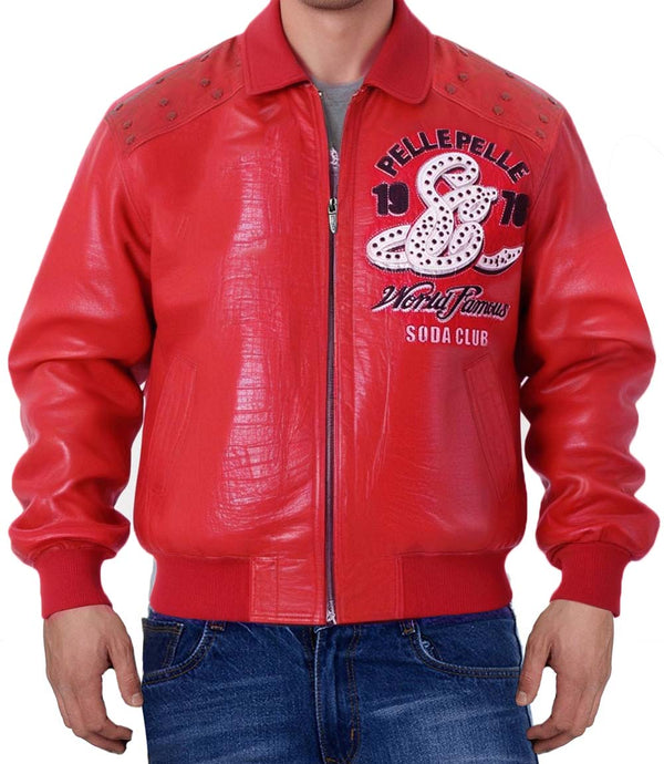 Famous 1978 Red Leather Jacket - XXS - Famous 1978 Red Leather Jacket - Tatoo Tee