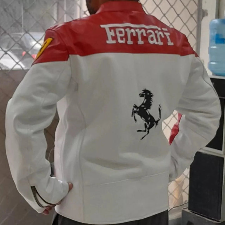 Farrari Racing Real Leather Jacket Motorcycle - Male - XS - Farrari Racing Real Leather Jacket Motorcycle - Tatoo Tee