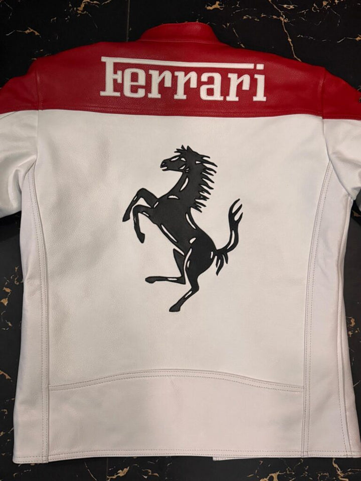 Farrari Racing Real Leather Jacket Motorcycle - Male - XS - Farrari Racing Real Leather Jacket Motorcycle - Tatoo Tee