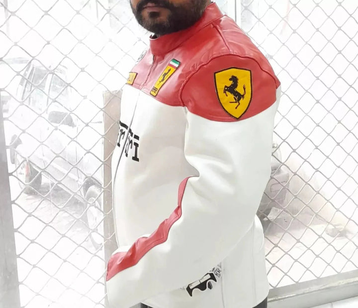 Farrari Racing Real Leather Jacket Motorcycle - Male - XS - Farrari Racing Real Leather Jacket Motorcycle - Tatoo Tee