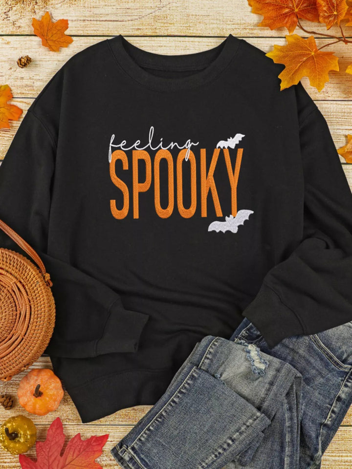 Feeling Spooky Halloween Embroidered Sweatshirt - Black - S - cdc0a39de103441f80b3edaa6fdd4981 - Max - Origin - Tatoo Tee