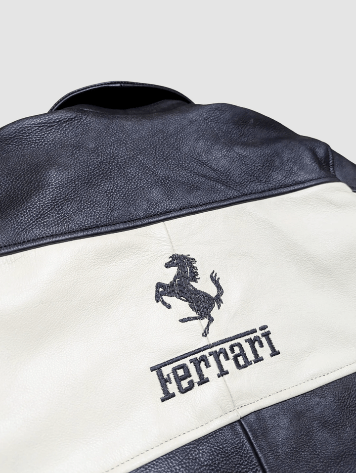 Ferrari Racing F1 Leather Bomber Jacket - Male - XS - Ferrari Racing F1 Leather Bomber Jacket - Tatoo Tee