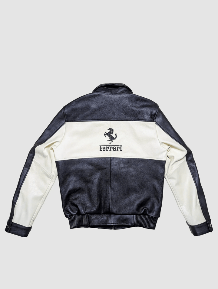 Ferrari Racing F1 Leather Bomber Jacket - Male - XS - Ferrari Racing F1 Leather Bomber Jacket - Tatoo Tee