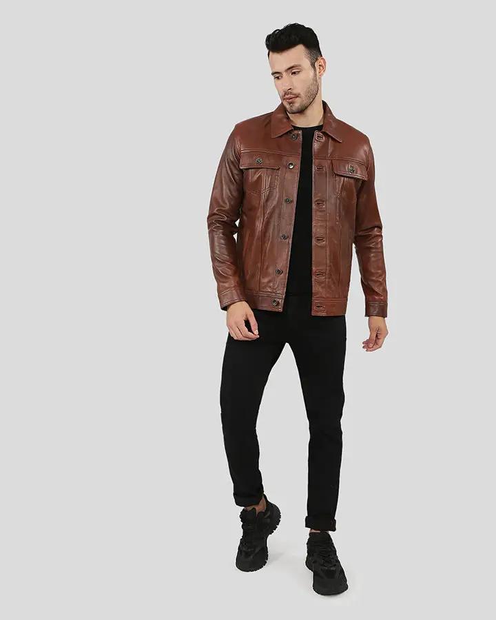 Finley Brown Biker Leather Jacket - XS - Finley Brown Biker Leather Jacket - Tatoo Tee