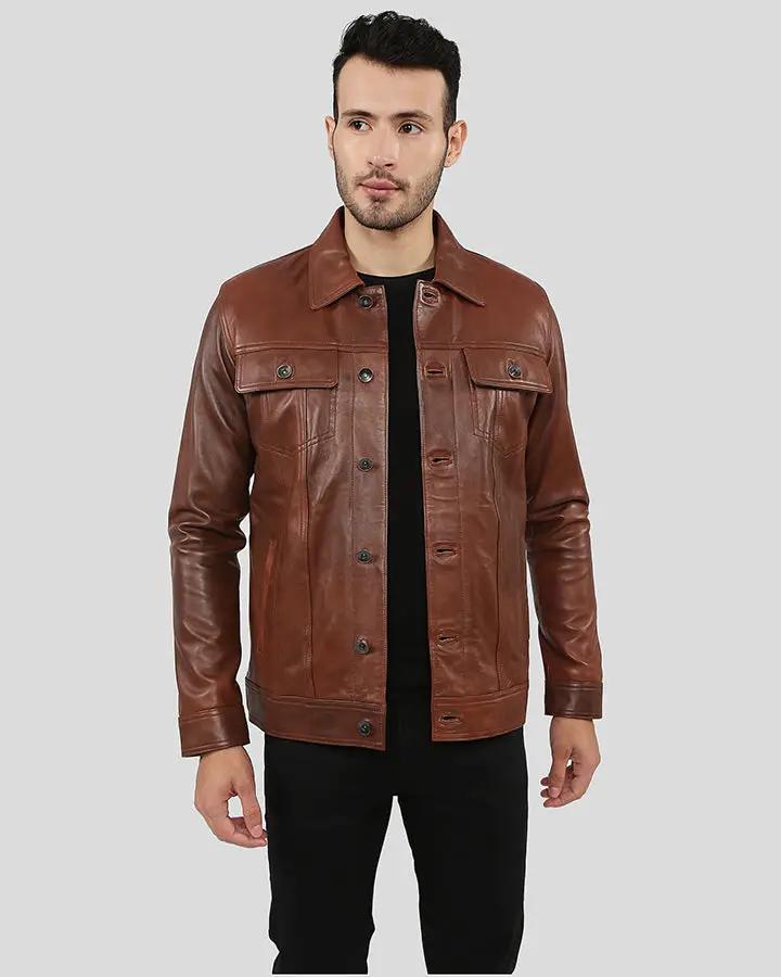 Finley Brown Biker Leather Jacket - XS - Finley Brown Biker Leather Jacket - Tatoo Tee