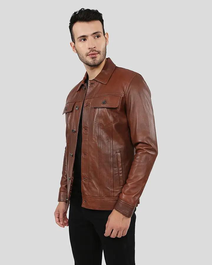 Finley Brown Biker Leather Jacket - XS - Finley Brown Biker Leather Jacket - Tatoo Tee
