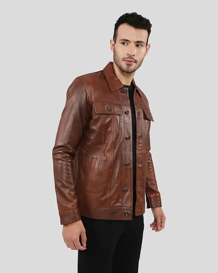 Finley Brown Biker Leather Jacket - XS - Finley Brown Biker Leather Jacket - Tatoo Tee