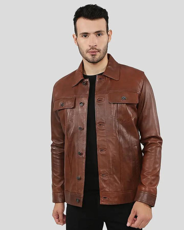 Finley Brown Biker Leather Jacket - XS - Finley Brown Biker Leather Jacket - Tatoo Tee