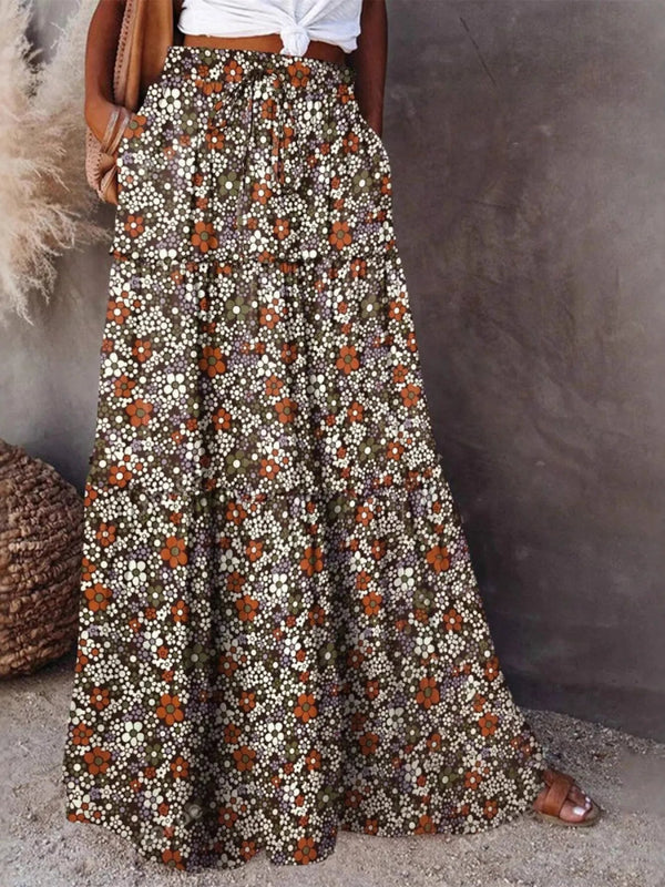 Floral Print Maxi Skirt - Multicolor - S - b14720b306ae4198a180fc549a886211 - Max - Origin - Tatoo Tee