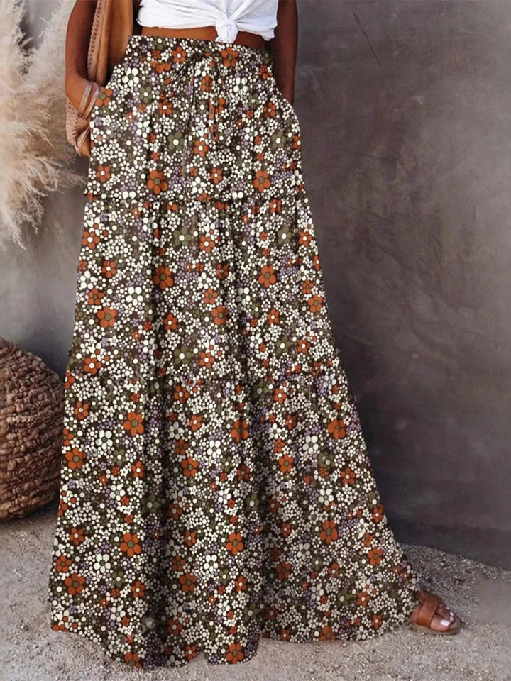 Floral Print Maxi Skirt - Multicolor - S - b14720b306ae4198a180fc549a886211 - Max - Origin - Tatoo Tee