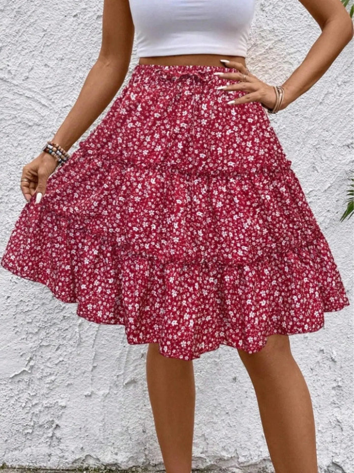Floral Print Midi Skirt - Apricot - S - de7a473705f44f778fc87e288cb045d0 - Max - Origin - Tatoo Tee