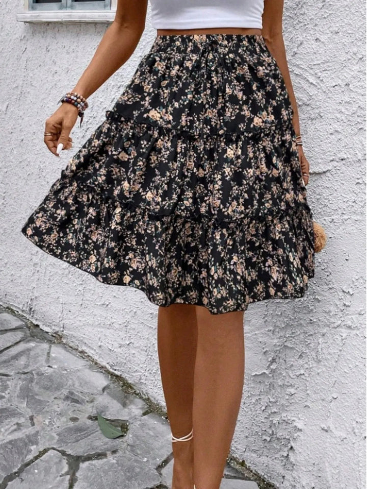 Floral Print Midi Skirt - Black - S - 5bb51d34d1c44fbfb78d910bf7d98ef2 - Max - Origin - Tatoo Tee