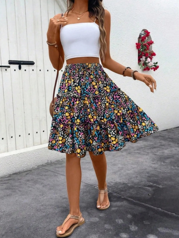 Floral Print Midi Skirt - Color - S - e7336b0cdec34bcc805c5887397dddcc - Max - Origin - Tatoo Tee