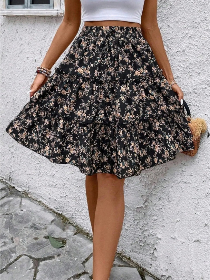 Floral Print Midi Skirt - Pink - S - 8c8e55861cc04640ba7342a803611343 - Max - Origin - Tatoo Tee