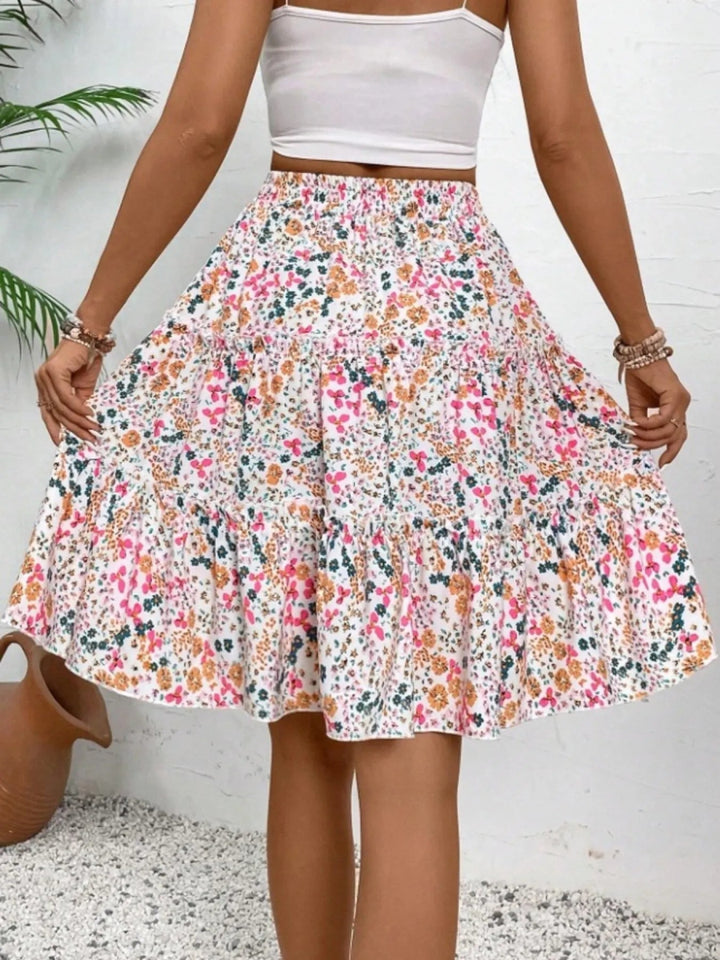 Floral Print Midi Skirt - Pink - S - 273525a959774f498cd8ca50015210a9 - Max - Origin - Tatoo Tee
