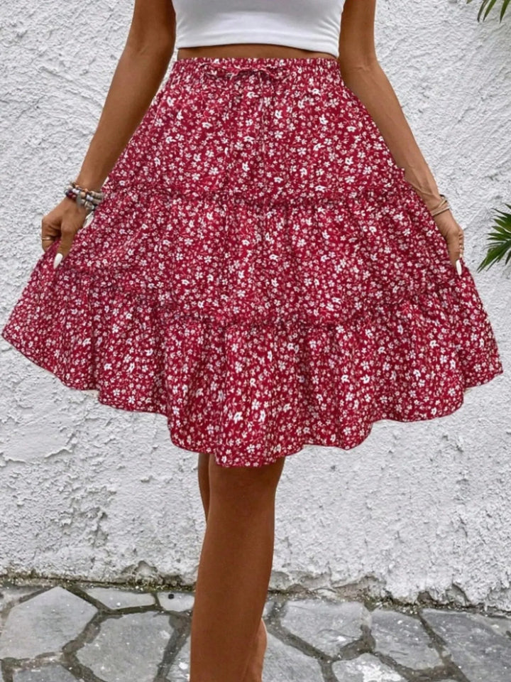Floral Print Midi Skirt - Red - S - 2a17fff9ba9547bb99193197c399c7b4 - Max - Origin - Tatoo Tee