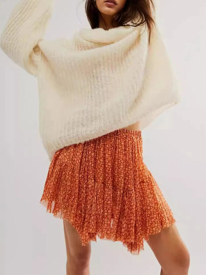 Floral Print Mini Skirt - Orange - S - 06d2cff5 - 18ba - 4113 - b634 - 5fe2fa968327 - Max - Origin - Tatoo Tee