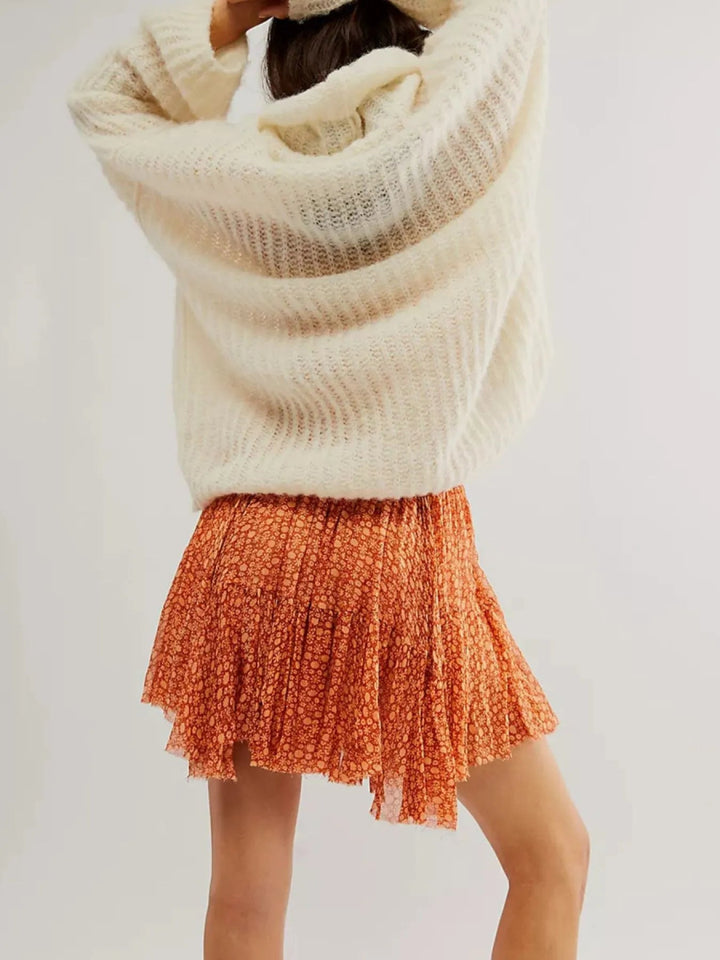 Floral Print Mini Skirt - Orange - S - 88fc5449 - f5ce - 4722 - 8ed5 - 8db6874bb8e7 - Max - Origin - Tatoo Tee