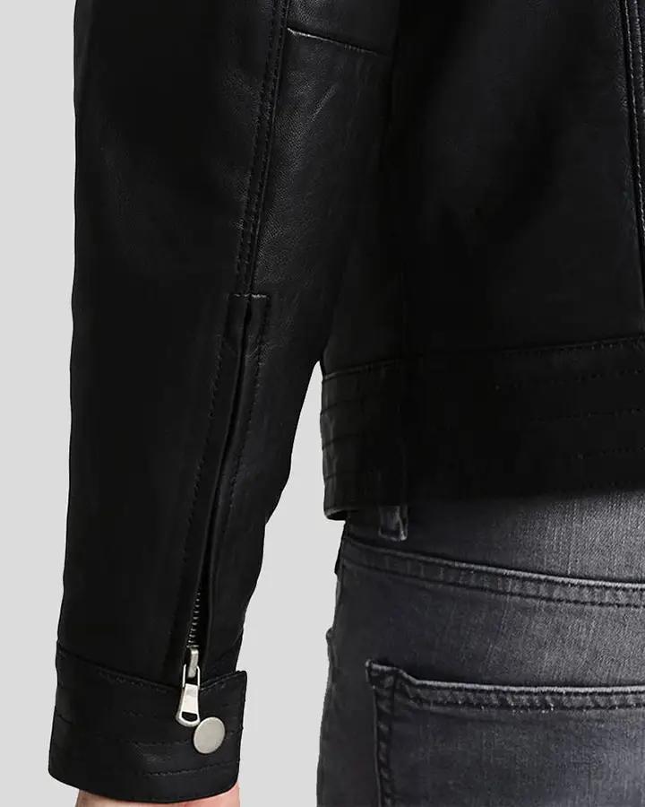 Frank Black Leather Racer Jacket - XS - Frank Black Leather Racer Jacket - Tatoo Tee