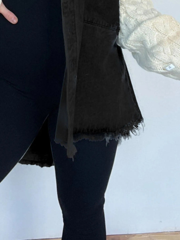 Full Size Raw Hem Button Up Patchwork Denim Jacket Plus Size - Black - S - 29574f54 - 0bc6 - 4c2a - a70b - 2ad2b015d7a9 - Max - Origin - Tatoo Tee