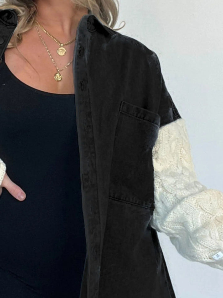 Full Size Raw Hem Button Up Patchwork Denim Jacket Plus Size - Black - S - 2bd633e2 - 654a - 4e05 - b6e1 - 07151ae64973 - Max - Origin - Tatoo Tee