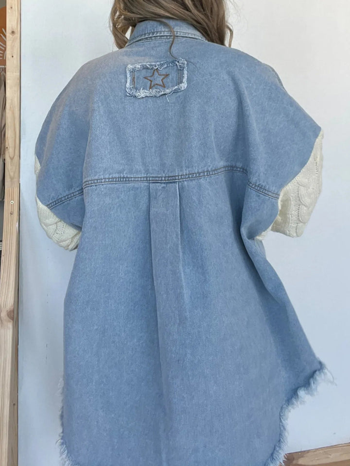 Full Size Raw Hem Button Up Patchwork Denim Jacket Plus Size - Blue - S - d098dab2563e4dc4aefaf5429c8158d2 - Max - Origin - Tatoo Tee