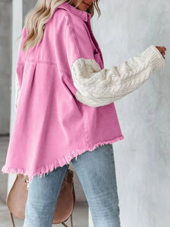 Full Size Raw Hem Button Up Patchwork Denim Jacket Plus Size - Pink - S - efc16644 - 2527 - 45e1 - a3fa - 05fc16bb0d7a - Max - Origin - Tatoo Tee