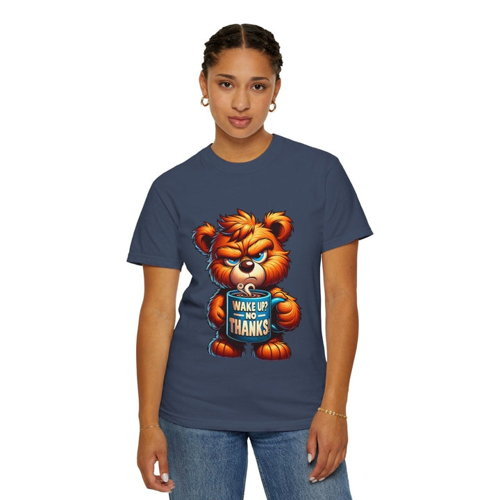 Funny Graphic T-Shirt, Cute Bear Design, Wake Up No Thanks Shirt - Midnight - S - Funny Graphic T-Shirt, Cute Bear Design, Wake Up No Thanks Shirt - Tatoo Tee
