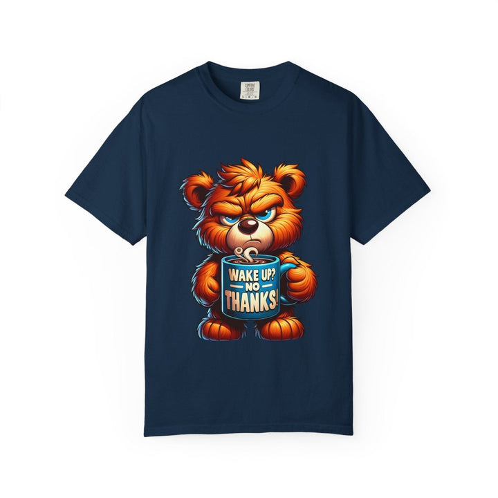 Funny Graphic T-Shirt, Cute Bear Design, Wake Up No Thanks Shirt - Navy - S - Funny Graphic T-Shirt, Cute Bear Design, Wake Up No Thanks Shirt - Tatoo Tee