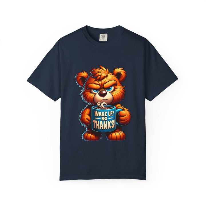 Funny Graphic T-Shirt, Cute Bear Design, Wake Up No Thanks Shirt - Navy - S - Funny Graphic T-Shirt, Cute Bear Design, Wake Up No Thanks Shirt - Tatoo Tee