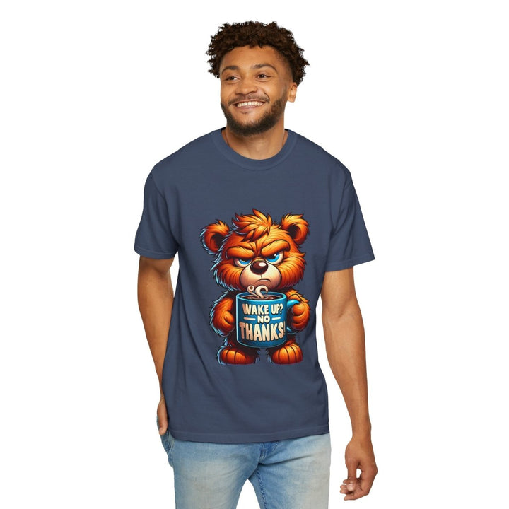 Funny Graphic T-Shirt, Cute Bear Design, Wake Up No Thanks Shirt - Navy - S - Funny Graphic T-Shirt, Cute Bear Design, Wake Up No Thanks Shirt - Tatoo Tee