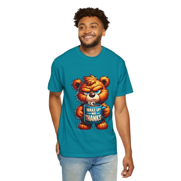 Funny Graphic T-Shirt, Cute Bear Design, Wake Up No Thanks Shirt - Navy - S - Funny Graphic T-Shirt, Cute Bear Design, Wake Up No Thanks Shirt - Tatoo Tee