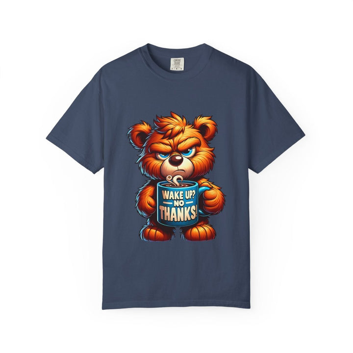 Funny Graphic T-Shirt, Cute Bear Design, Wake Up No Thanks Shirt - Navy - S - Funny Graphic T-Shirt, Cute Bear Design, Wake Up No Thanks Shirt - Tatoo Tee