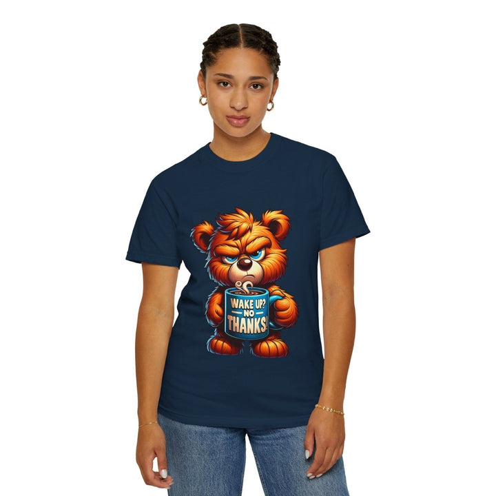 Funny Graphic T-Shirt, Cute Bear Design, Wake Up No Thanks Shirt - True Navy - S - Funny Graphic T-Shirt, Cute Bear Design, Wake Up No Thanks Shirt - Tatoo Tee