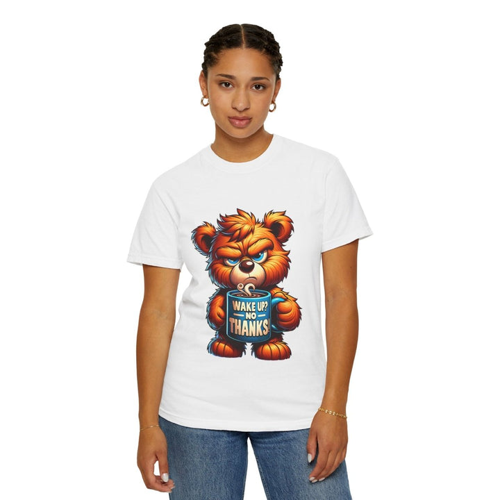 Funny Graphic T-Shirt, Cute Bear Design, Wake Up No Thanks Shirt - White - S - Funny Graphic T-Shirt, Cute Bear Design, Wake Up No Thanks Shirt - Tatoo Tee