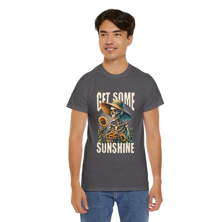 Get Some Sunshine Skeleton Tee - Unisex Heavy Cotton Tee for Festival Vibes - Red - S - Get Some Sunshine Skeleton Tee - Unisex Heavy Cotton Tee for Festival Vibes - Tatoo Tee