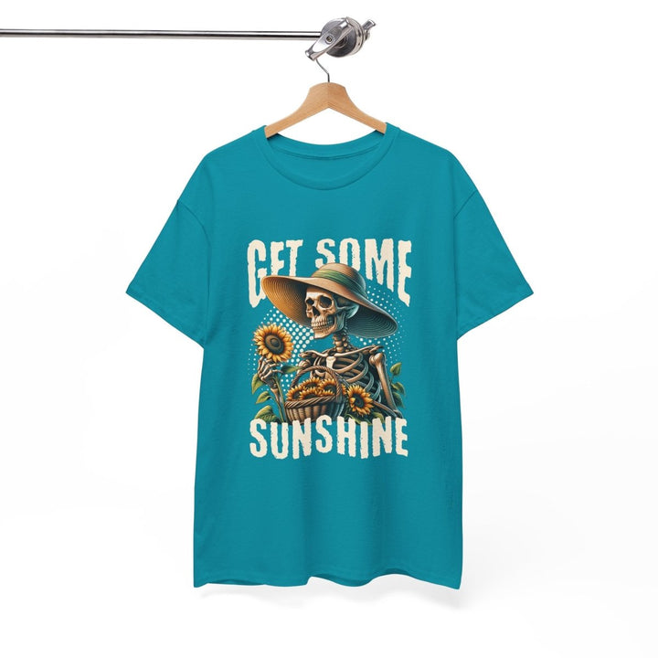 Get Some Sunshine Skeleton Tee - Unisex Heavy Cotton Tee for Festival Vibes - Red - S - Get Some Sunshine Skeleton Tee - Unisex Heavy Cotton Tee for Festival Vibes - Tatoo Tee