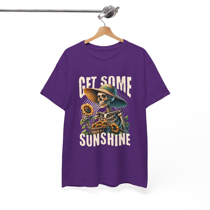 Get Some Sunshine Skeleton Tee - Unisex Heavy Cotton Tee for Festival Vibes - Red - S - Get Some Sunshine Skeleton Tee - Unisex Heavy Cotton Tee for Festival Vibes - Tatoo Tee