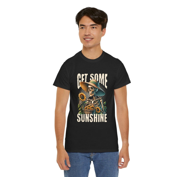 Get Some Sunshine Skeleton Tee - Unisex Heavy Cotton Tee for Festival Vibes - Red - S - Get Some Sunshine Skeleton Tee - Unisex Heavy Cotton Tee for Festival Vibes - Tatoo Tee