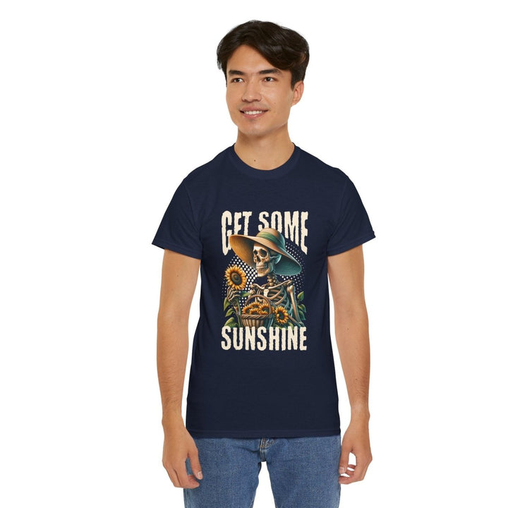 Get Some Sunshine Skeleton Tee - Unisex Heavy Cotton Tee for Festival Vibes - Red - S - Get Some Sunshine Skeleton Tee - Unisex Heavy Cotton Tee for Festival Vibes - Tatoo Tee