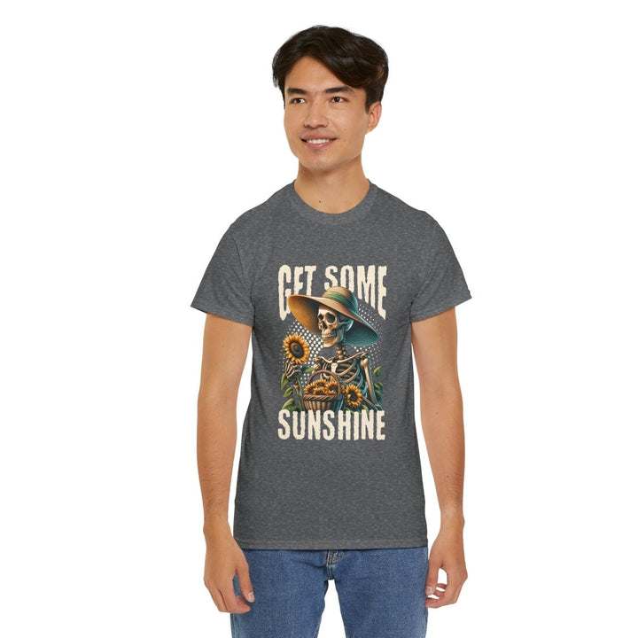 Get Some Sunshine Skeleton Tee - Unisex Heavy Cotton Tee for Festival Vibes - Red - S - Get Some Sunshine Skeleton Tee - Unisex Heavy Cotton Tee for Festival Vibes - Tatoo Tee