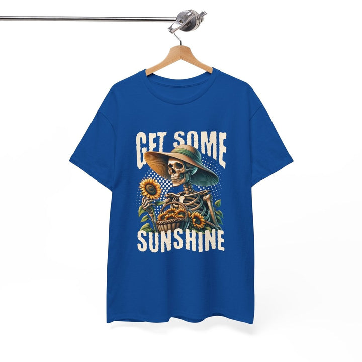 Get Some Sunshine Skeleton Tee - Unisex Heavy Cotton Tee for Festival Vibes - Red - S - Get Some Sunshine Skeleton Tee - Unisex Heavy Cotton Tee for Festival Vibes - Tatoo Tee