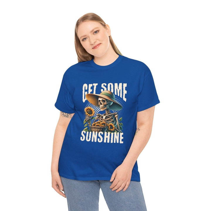 Get Some Sunshine Skeleton Tee - Unisex Heavy Cotton Tee for Festival Vibes - Royal - S - Get Some Sunshine Skeleton Tee - Unisex Heavy Cotton Tee for Festival Vibes - Tatoo Tee