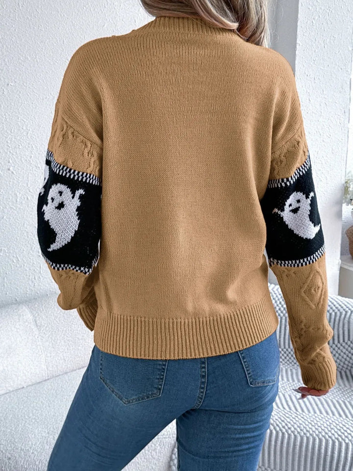 Ghost Round Neck Long Sleeve Sweater - Camel - S - 64a55c86 - a0e0 - 4852 - 8307 - b940e3942aeb - Max - Tatoo Tee