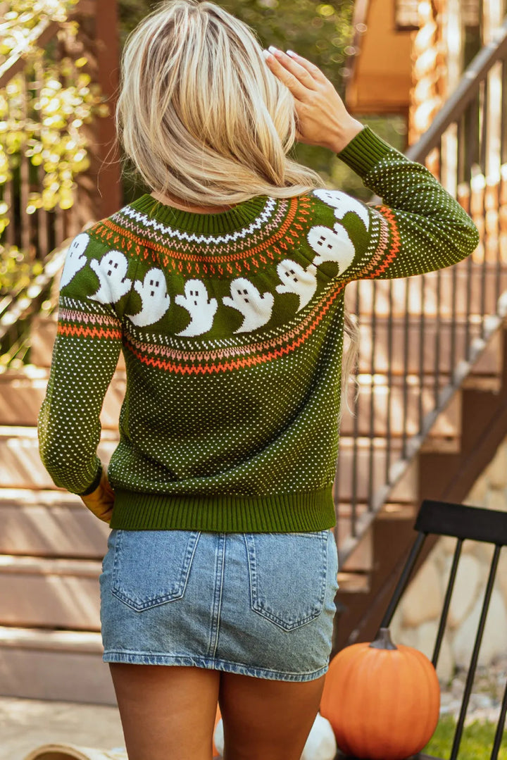 Ghost Round Neck Long Sleeve Sweater - Moss - S - 63eacc08 - fd7b - 48fa - 8497 - 81200b4f4efa - Max - Tatoo Tee