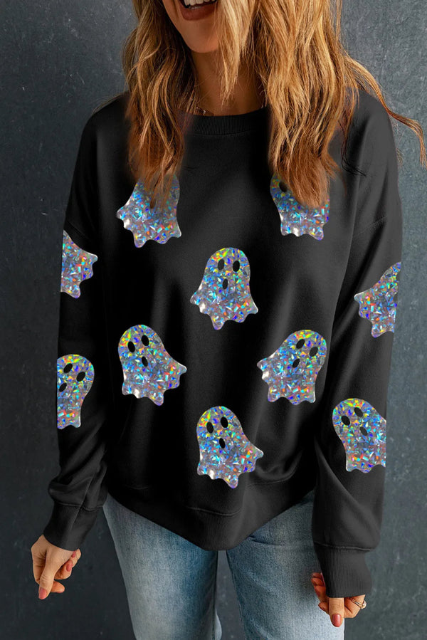 Ghost Round Neck Long Sleeve Sweatshirt - Black - S - 976d78b2 - 5c65 - 4185 - 93bf - 26f673c6d745 - Max - Tatoo Tee