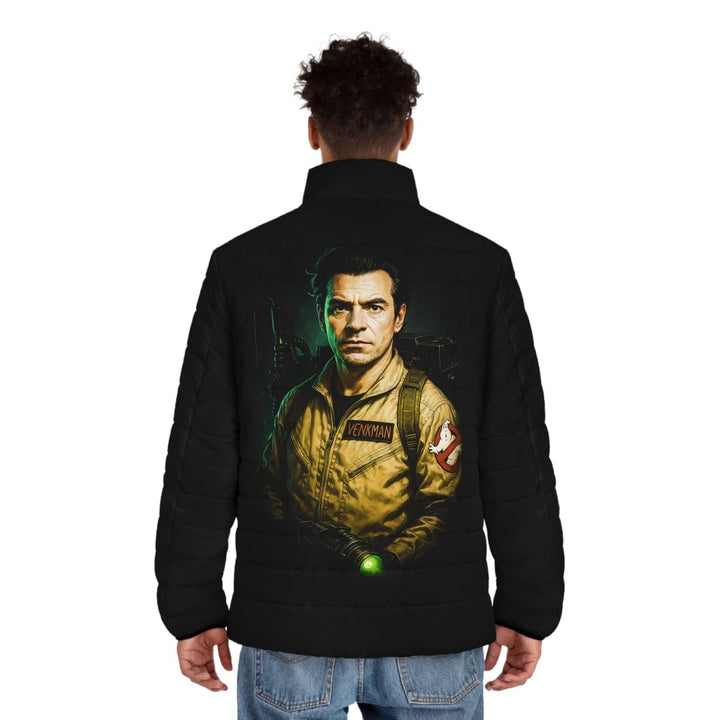 Ghostbusters Men's Puffer Jacket, Retro Outerwear, Cozy Winter Jacket, Halloween Costume, Movie Fan Apparel - S - Black zipper - Ghostbusters Men's Puffer Jacket, Retro Outerwear, Cozy Winter Jacket, Halloween Costume, Movie Fan Apparel - Tatoo Tee